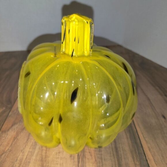 Smith & Hawken Candle Holder Yellow & Black Splatter Pumpkin Handmade In Poland. - Picture 4 of 6